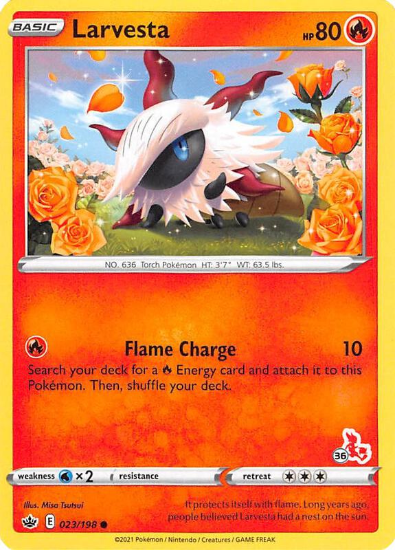 Larvesta - 023/198 (#36 Cinderace Stamped) 023/198 from Battle Academy 2022