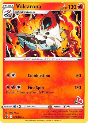Volcarona - 024/198 (#44 Cinderace Stamped)
