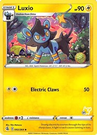 Luxio - 092/264 (#37 Pikachu Stamped) #092/264 from Battle Academy 2022 Pokemon card image