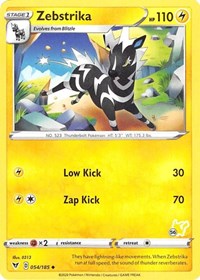 Zebstrika - 054/185 (#56 Pikachu Stamped) #054/185 from Battle Academy 2022 Pokemon card image