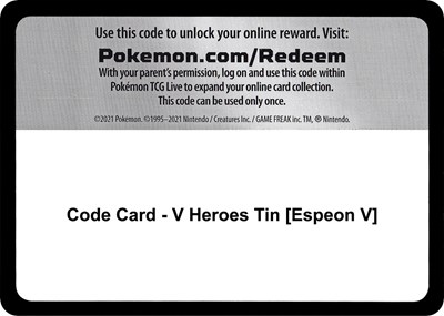 Code Card - V Heroes Tin [Espeon V]