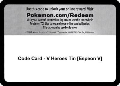 Code Card - V Heroes Tin [Espeon V]