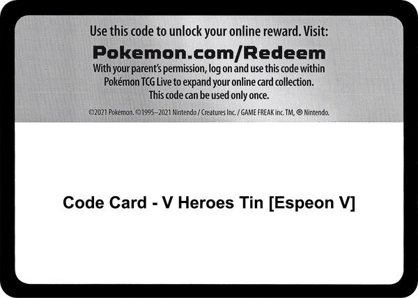 Code Card - V Heroes Tin [Espeon V]