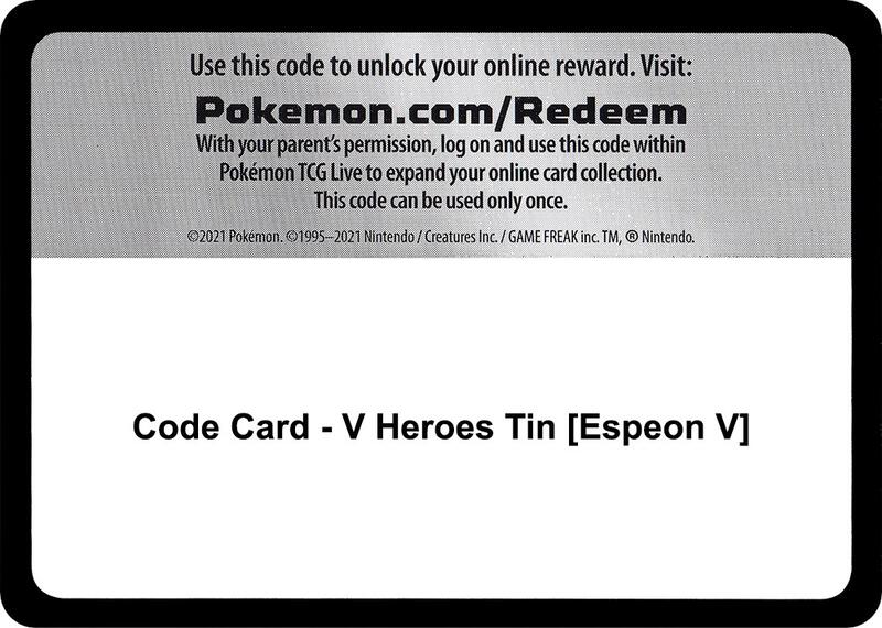 Code Card - V Heroes Tin [Espeon V]  from Miscellaneous Cards & Products