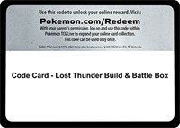 Code Card - Lost Thunder Build & Battle Box from SM - Lost Thunder Pokemon card image