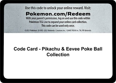 Code Card - Pikachu & Eevee Poke Ball Collection