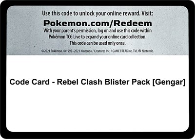 Code Card - Rebel Clash Blister Pack [Gengar]