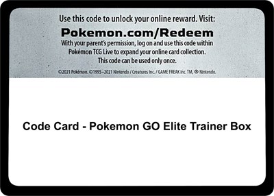 Code Card - Pokemon GO Elite Trainer Box