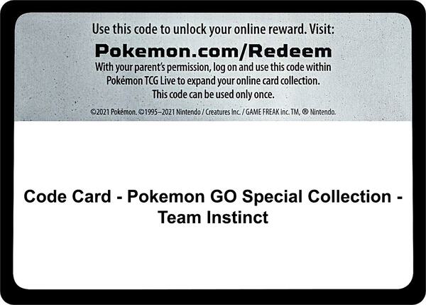 Code Card - Pokemon GO Special Collection - Team Instinct