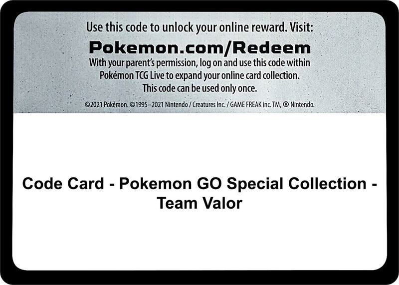 Code Card - Pokemon GO Special Collection - Team Valor  from Pokemon GO