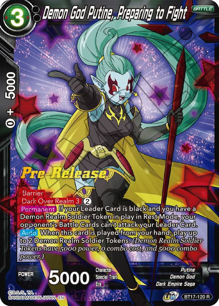 Demon God Putine, Preparing to Fight #BT17-120 — Ultimate Squad Pre-Release Cards