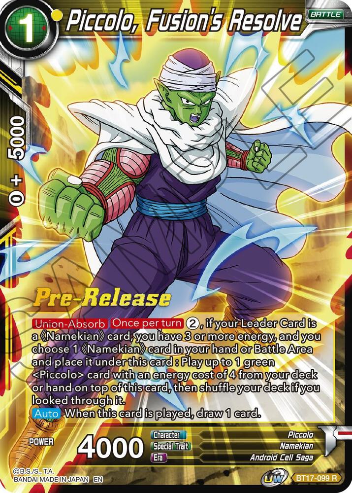 Piccolo, Fusion's Resolve #BT17-099 — Ultimate Squad Pre-Release Cards