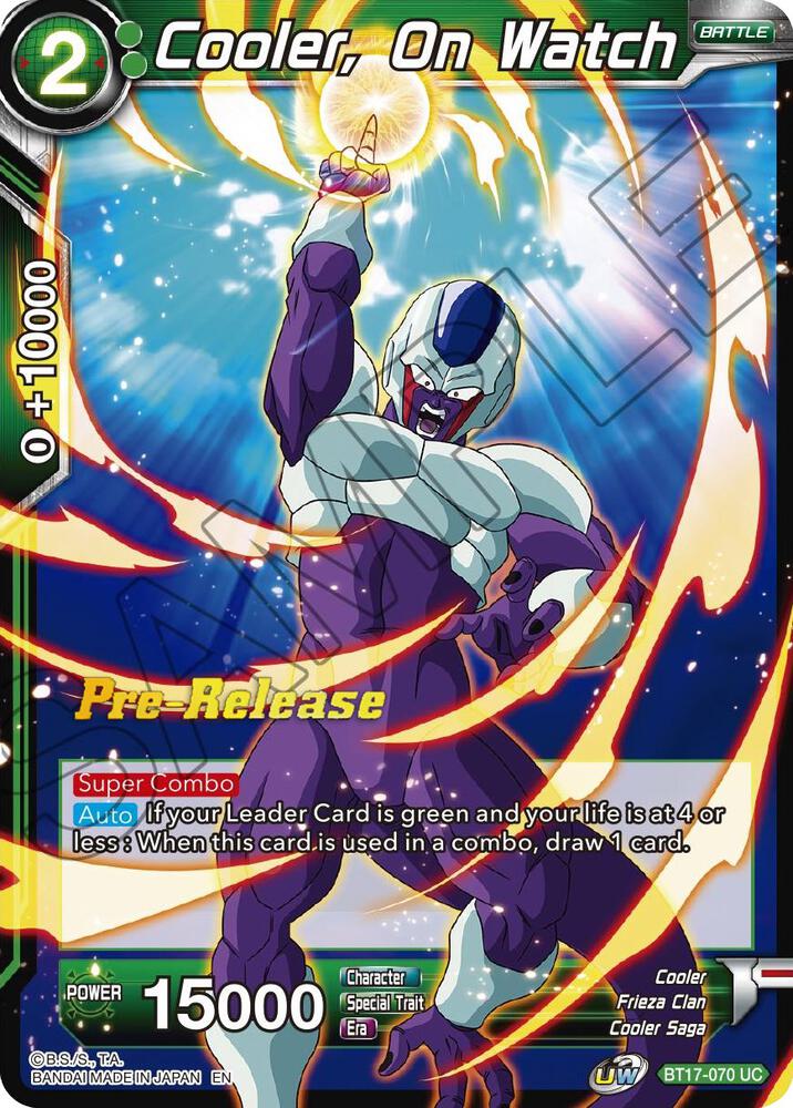 Cooler, On Watch #BT17-070 — Ultimate Squad Pre-Release Cards