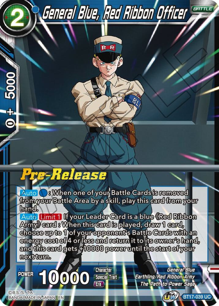 General Blue, Red Ribbon Officer #BT17-039 — Ultimate Squad Pre-Release Cards