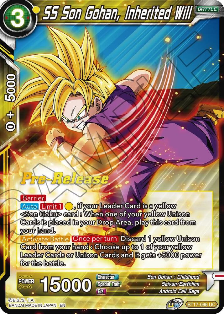 SS Son Gohan, Inherited Will #BT17-096 — Ultimate Squad Pre-Release Cards