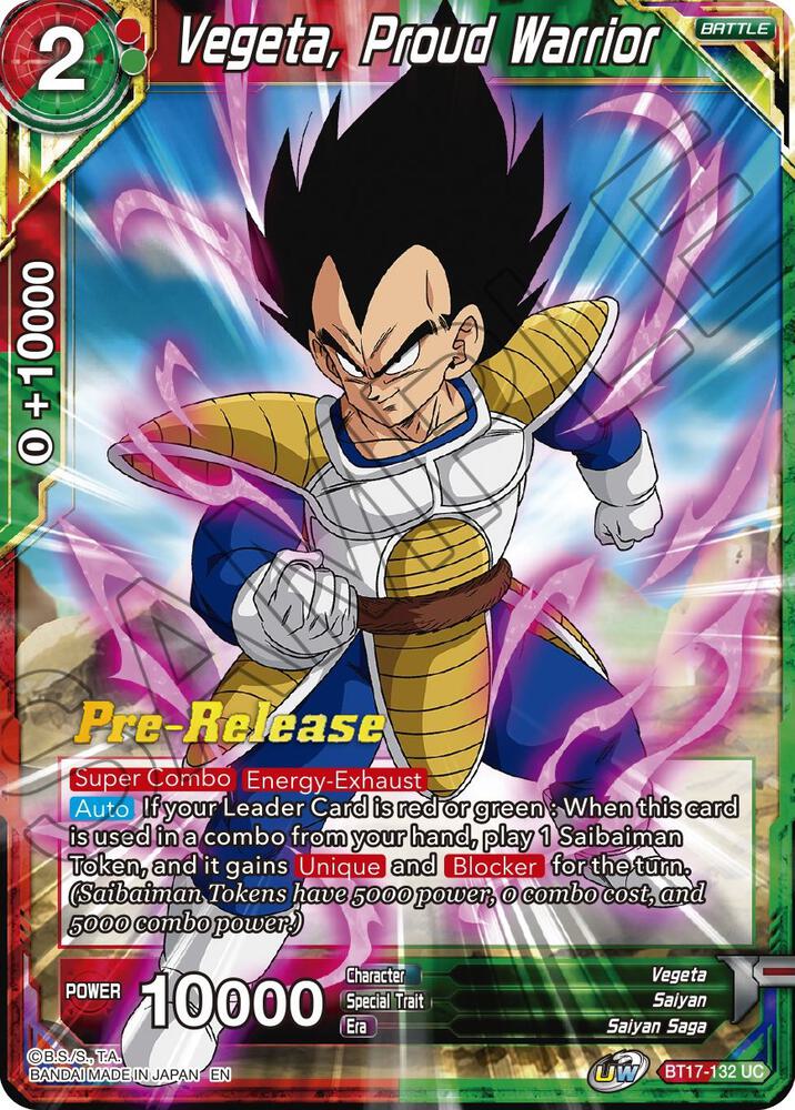 Vegeta, Proud Warrior #BT17-132 — Ultimate Squad Pre-Release Cards