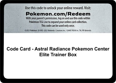 Code Card - Astral Radiance Pokemon Center Elite Trainer Box
