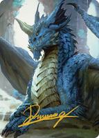 Young Blue Dragon Art Card (Gold-Stamped Signature) - Art Series