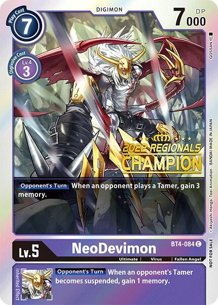 NeoDevimon 2022 Championship Online Regional Online Champion digimon card