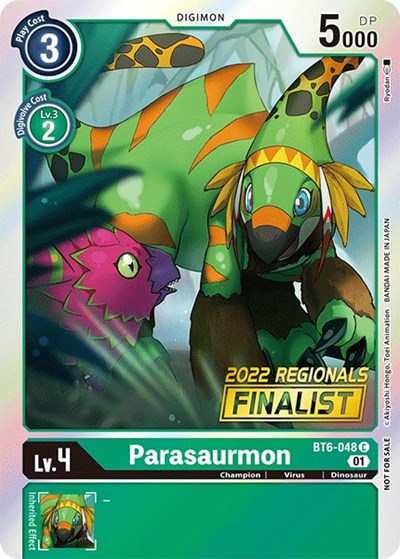 Parasaurmon (2022 Championship Online Regional) [Online Finalist] – Double Diamond #BT6-048 C Digimon Card Game card