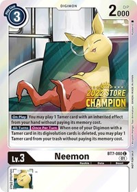Neemon (2022 Store Champion) - Next Adventure - Digimon card