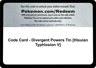 Code Card - Divergent Powers Tin [Hisuian Typhlosion V]