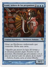 Azami, Lady of Scrolls (Spanish) - "Azami, señora de los pergaminos" - Magic Encyclopedia 2005 (Salvat/Hachette) - Magic: The Gathering card