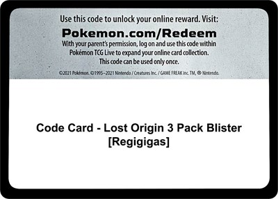 Code Card - Lost Origin 3 Pack Blister [Regigigas]