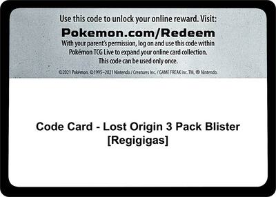 Code Card - Lost Origin 3 Pack Blister [Regigigas]
