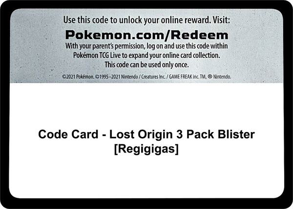 Code Card - Lost Origin 3 Pack Blister [Regigigas]
