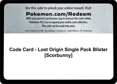 Code Card - Lost Origin Single Pack Blister [Scorbunny]