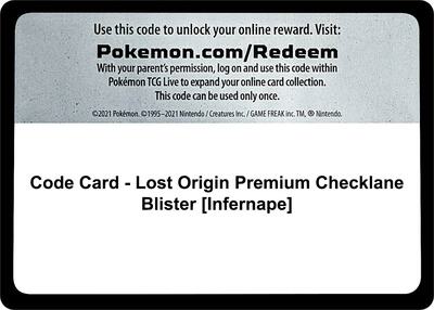Code Card - Lost Origin Premium Checklane Blister [Infernape]