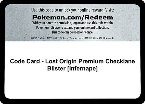Code Card - Lost Origin Premium Checklane Blister [Infernape]