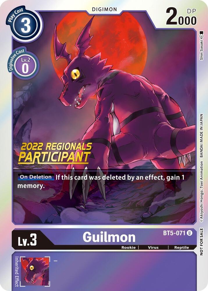 Guilmon 2022 Championship Offline Regional Online Participant digimon card