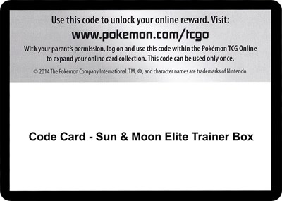Code Card - Sun & Moon Elite Trainer Box