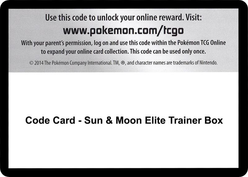 Code Card - Sun & Moon Elite Trainer Box from SM Base Set