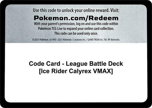 Code Card - League Battle Deck [Ice Rider Calyrex VMAX]