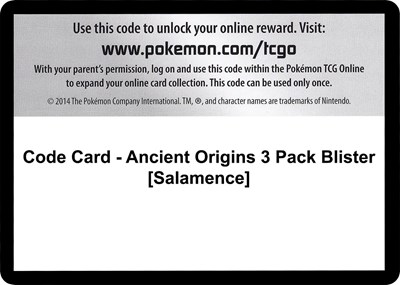 Code Card - Ancient Origins 3 Pack Blister [Salamence]