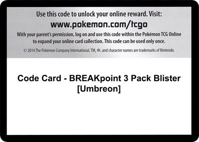 Code Card - BREAKpoint 3 Pack Blister [Umbreon]