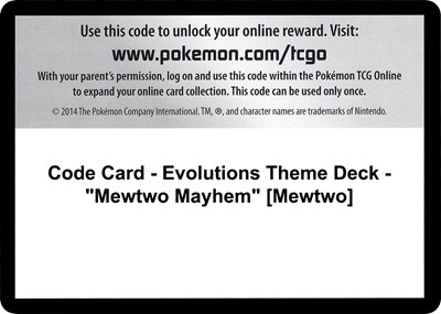 Code Card - Evolutions Theme Deck - "Mewtwo Mayhem" [Mewtwo]