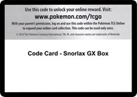 Code Card - Snorlax GX Box from XY - Evolutions Pokemon card image