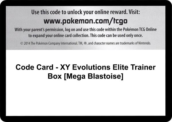 Code Card - XY Evolutions Elite Trainer Box [Mega Blastoise]