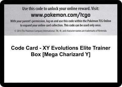 Code Card - XY Evolutions Elite Trainer Box [Mega Charizard Y]