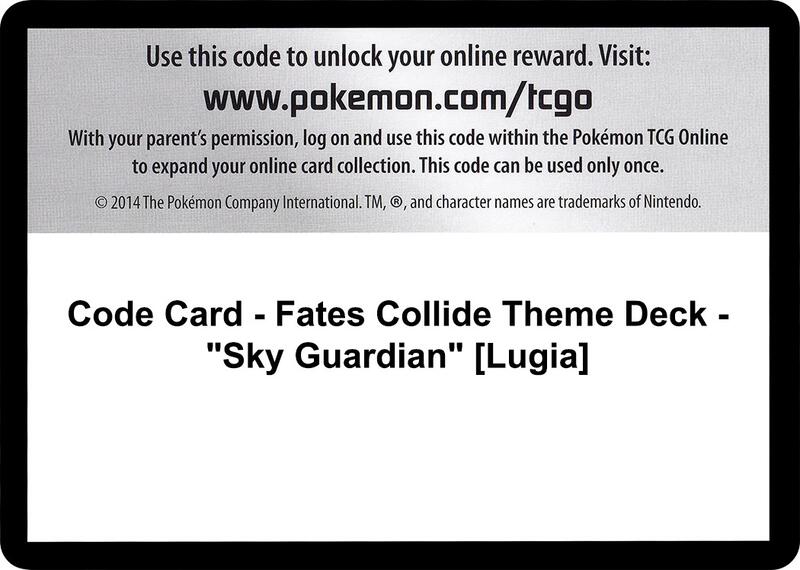 Code Card - Fates Collide Theme Deck - "Sky Guardian" [Lugia]  from XY - Fates Collide