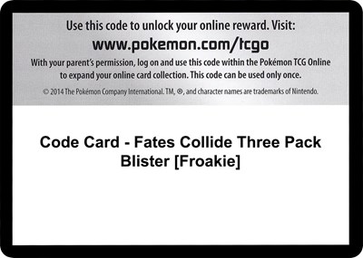Code Card - Fates Collide Three Pack Blister [Froakie]