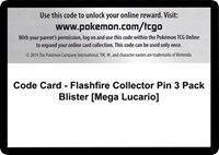 Code Card - Flashfire Collector Pin 3 Pack Blister [Mega Lucario] from XY - Flashfire Pokemon card image