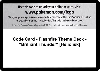 Code Card - Flashfire Theme Deck - "Brilliant Thunder" [Heliolisk]