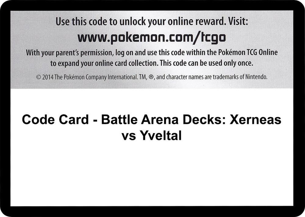 Code Card - Battle Arena Decks: Xerneas Vs Yveltal