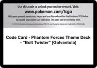 Code Card - Phantom Forces Theme Deck - "Bolt Twister" [Galvantula] from XY - Phantom Forces Pokemon card image