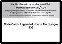 Code Card - Legend of Hoenn Tin [Kyogre EX] from XY - Primal Clash Pokemon card image